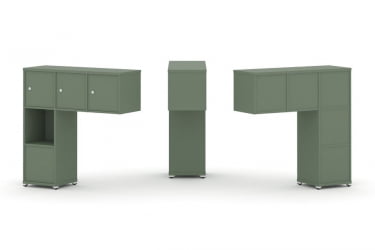 Надставка на стол низкая односторонняя + задняя стенка (5 шт.) + блок с 1-м ящиком (1 шт.) + распашной фасад (3 шт.) CОНCЕПТ CН.ОНН-006 Кобо Белый металл / CONCEPT CN.ONN-006