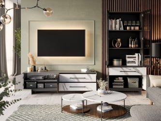 Набор мебели для гостиной Вилена №1 Серый/Орех/Монте белый