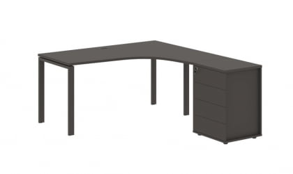 Стол эргономичный с тумбой правый EDIS EUCET 1518 R Мокко