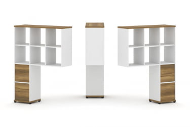 Надставка на стол высокая двухсторонняя + задняя стенка (2 шт.) + блок с 2-мя ящиками (2 шт.) CONCEPT CN.DNV-008 Сандал Янтарный Белый бриллиант Черный металл