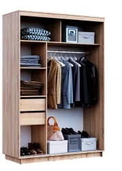 Двустворчатый гардеробный шкаф Санремо ШК-006 Дуб сонома светлый Ателье темное
