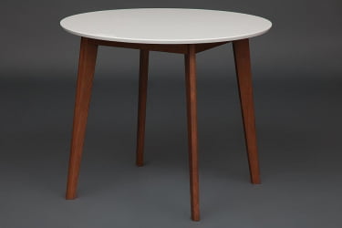 Стол обеденный BOSCO (Боско) основание бук, столешница мдф, D900, Белый + Коричневый