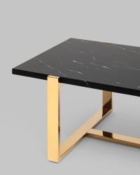 Журнальный столик Тоби 109*66 черный мрамор сталь Золото