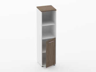 Шкаф 3 узкий 2 полки открытые, 2 полки закрытые Дека 10.16.11Пр Дуб Верцаска/Белый / Deka