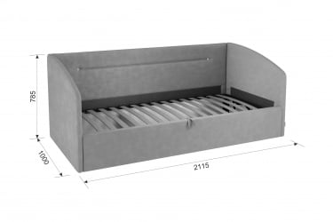 Кровать  0.9 Альба (Софа) КМ.S-16 пудра (велюр)