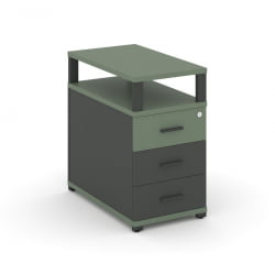 Тумба приставная с 3-мя ящиками и надставкой CОНCЕПТ CН.ТГП-001 Б/В Кобо Антрацит / CONCEPT CN.TGP-001 B/W