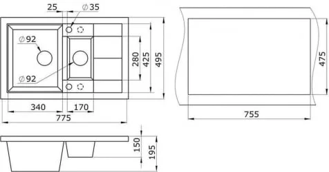 Кухонная мойка GRANULA 7802 Пирит