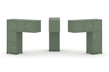 Надставка на стол низкая двухсторонняя + задняя стенка (5 шт.) + распашной фасад (5 шт.) CОНCЕПТ CН.ДНН-007 Кобо Черный металл / CONCEPT CN.DNN-007