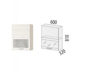 Шкаф-витрина (плавное закрывание) Графит 74.80 Сосна Астрид /Ваниль