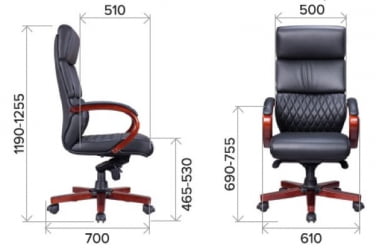 Стул руководителя Everprof President Wood Кожа Черный