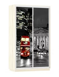 Шкаф-купе со стеклом Экспресс Дуо 1400х2400h Лондон/Дуб сонома