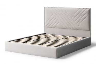 Кровать МИРА 2000*1600мм (без опор), велюр НЕО 02 (бежевый), (б/основания, б/матраса) / NEO