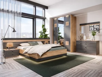 Кровать двуспальная 1400 Фиджи ЛД 659.074.000 Дуб Золотой Антрацит