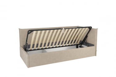 Односпальная кровать с подъемным механизмом Альба (Тахта) КМ.Т-16 капучино (велюр) / КМ.T-16