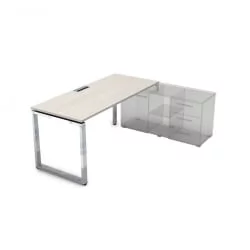 Стол рабочий, прямолинейный три опоры, правый ГЛОСС ЛИНЕ НСТП-О.989 Иворй / GLOSS LINE Ivory