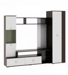 Современная стенка в гостиную Карисма 5в Венге/белый глянец