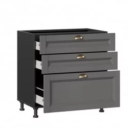 Тумба кухонная 800 с 3 ящиками ЛЮКС (4) Амели-3 ЛД 299.930.000.072 Черный Оникс серый