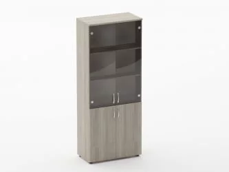 Шкаф высокий со стеклом Глассй 6.19.151 Дуб сантана светлый / Glassy