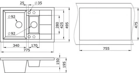 Кухонная мойка GRANULA 7802 Арктик