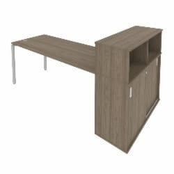 Рабочая станция с опорным шкафом-купе Метал Сйстем Б.РС-СШК-3.5 Вяз/Серый / Metal System