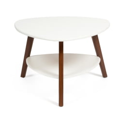 Стол журнальный CAROLL МДФ/дерево, 77*78*50 см, Белый (ножки орех)