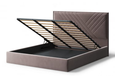 Кровать МИРА 2000*1400мм (без опор), велюр Бренди лайт 05 (кофе), (б/основания, б/матраса)