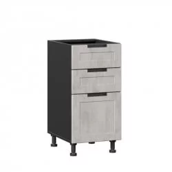 Тумба кухонная 400 с 3 ящиками ЛЮКС (4) Джамис ЛД 296.880.000.078 Черный Белый камень