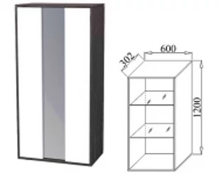 Шкаф для посуды в гостиную Куб К04 Белый софт Черный ясень