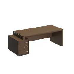 Стол руководителя правый на опорной тумбе малой VELAR ВЛ 149 ДТ Дуб табачный