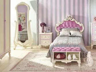 Кровать односпальная 900 с мягким изголовьем Маркиза ЛД 517.065.000 Алебастр Сиреневый