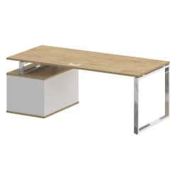 Стол руководителя с опорной тумбой , правый SHIFT SK.SRT-200 (R) Тиквуд Темный/Антрацит