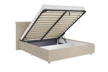 Двуспальная кровать я ящиком Альба с подъем. механизмом ЗП.КМ1.6-15 капучино (велюр) / ZP.KM1.6-15