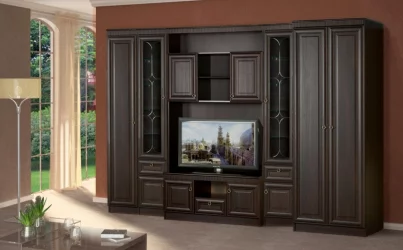 Распашной шкаф в гостиную (Инна) 601 Денвер темный