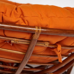 Кресло ПАПАСАН 23/01 В /с подушкой/ диаметр подушки 122 см, 115х101х104 см, Пекан (орех), ткань Оранжевый, С 23 / PAPASAN W Pecan