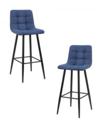 Стул барный ДОБРИН НИCОЛЕ (черные матовые ножки, синяя ткань (УФ860-14Б)) 2 шт / DOBRIN NICOLE (UF860-14B))