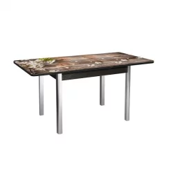 Стол раздвижной 1,55 Победа, СТЕКЛО, опоры полуовал ХРОМ, Венге/128947691