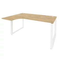 Стол эргономичный левый на О-образном м/к ОНИКС О.МО-СА-4Л Тиквуд Светлый/Белый / ONIX O.MO-SA-4L