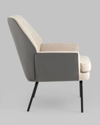 Кресло Харви Бежевый с серой экокожей