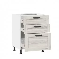 Тумба кухонная 600 с 3 ящиками ЛЮКС (4) Тип 1 Винченца ЛД 234.910.000.022 Белый Дуб Крафт белый