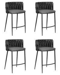 Стул барный ДОБРИН АМЕЛИА (серая ткань (Ф-48), темно-серый винтажный ПУ (МФ-12)) 4 шт / DOBRIN AMELIA (F-48), PU (MF-12))