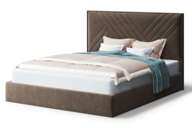 Кровать МИРА 2000*1400мм (без опор), велюр Бренди лайт 29 (коричневый), (б/основания, б/матраса)