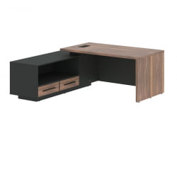 Стол руководителя левый VELION VENEER VRCT 1919 L Американский орех Яшма черная