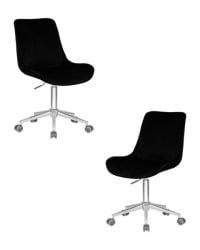 Кресло офисное ДОБРИН ДОРА (черный велюр (1922-21), хромированная сталь) 2 шт / DOBRIN DORA