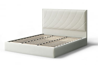 Кровать СОФИЯ 2000*1600мм (без опор), велюр Бренди лайт 02 (серо-белый), (б/основания, б/матраса)