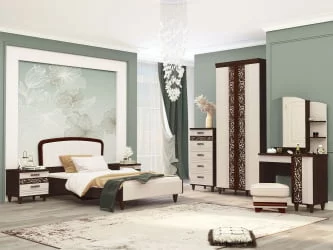 Шкаф для одежды с полками и штангой Катрин 92.15 Дуб венге Белый песок Браун вуд