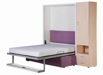 Кровать с подъёмным механизмом Смарт 1 3-в-1 правый 1400 Белая шагрень