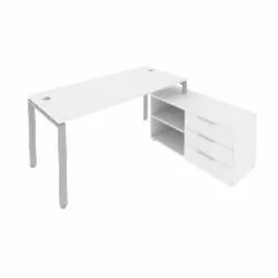 Рабочая станция на П-образном м/к с опорной тумбой правая Метал Сйстем Б.РС-СТС-2.4 Пр Белый/Серый / Metal System