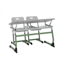 Парта двухместная регулируемая по высоте СМАРТЙ с углом наклона столешницы (рост 5-7) Оливковый/Серый / SMARTY