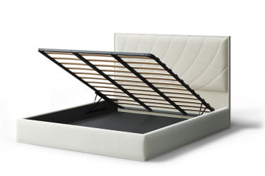 Кровать СОФИЯ 2000*1600мм (без опор), велюр Бренди лайт 02 (серо-белый), (б/основания, б/матраса)