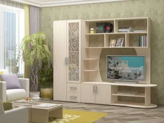 Классическая стенка в гостиную Смарт Дуб Беленый